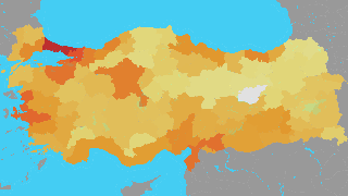 Türkiye'nin İllerinin Nüfus Yoğunlukları Haritası Thumbnail