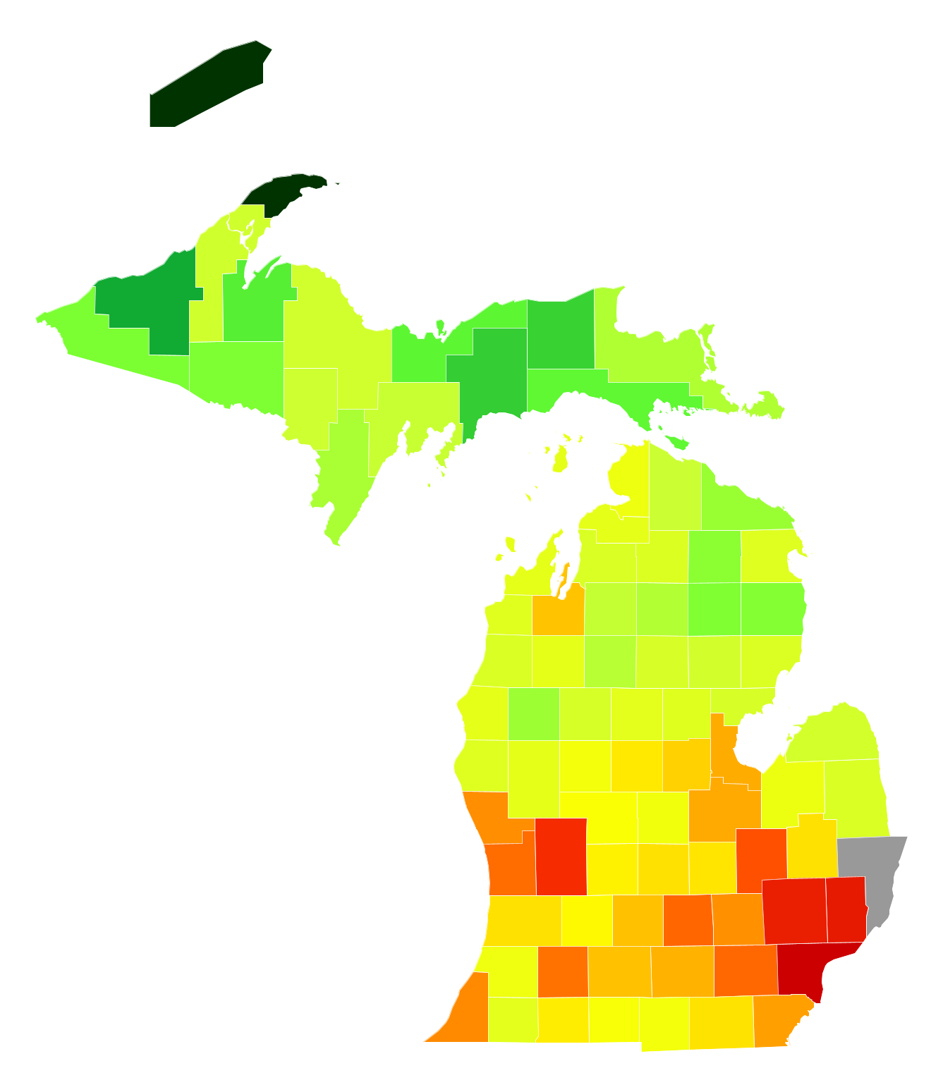 Michigan Population Density Map