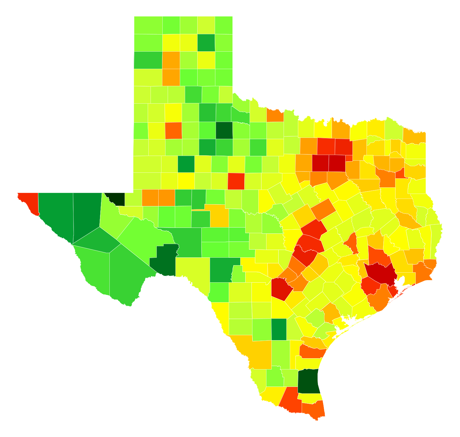 Texas Population Distribution Map