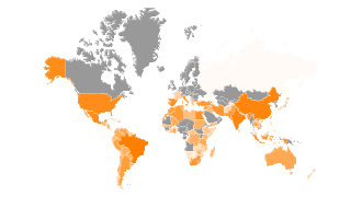 Map of Countries by Orange Production Thumbnail
