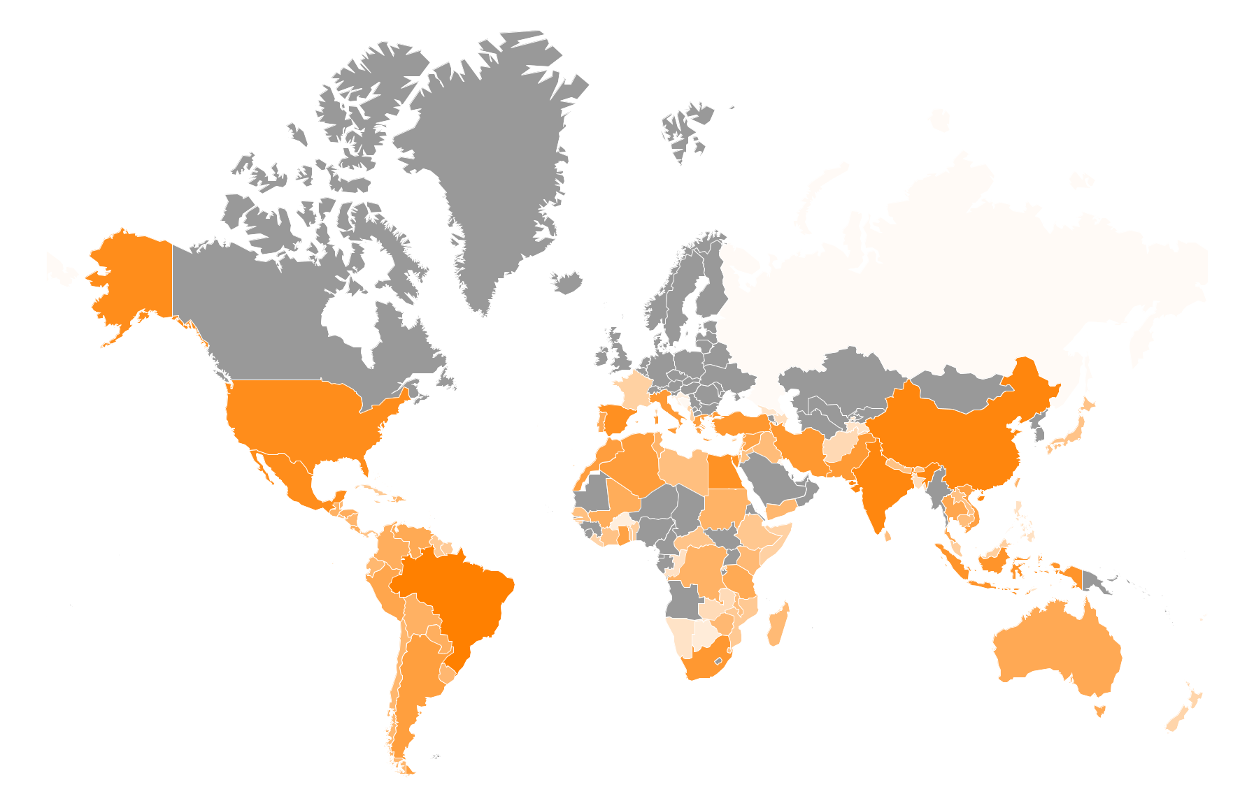Orange Map Of The World - United States Map