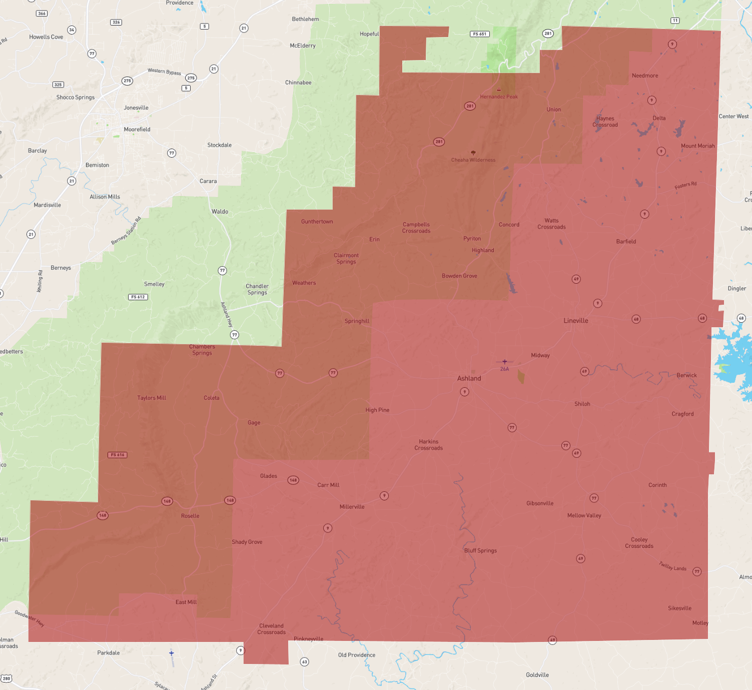 Clay County Alabama Map Alabama Clay County - Atlasbig.com