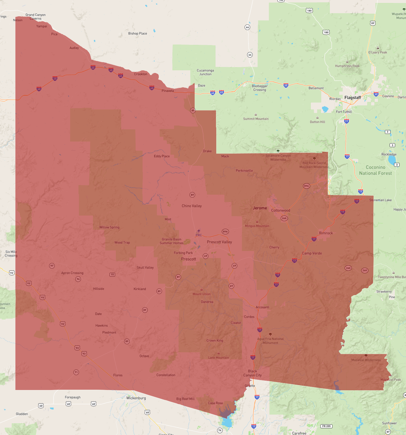 Yavapai County Map