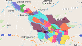 Bremen Postleitzahlen Karte - AtlasBig.com