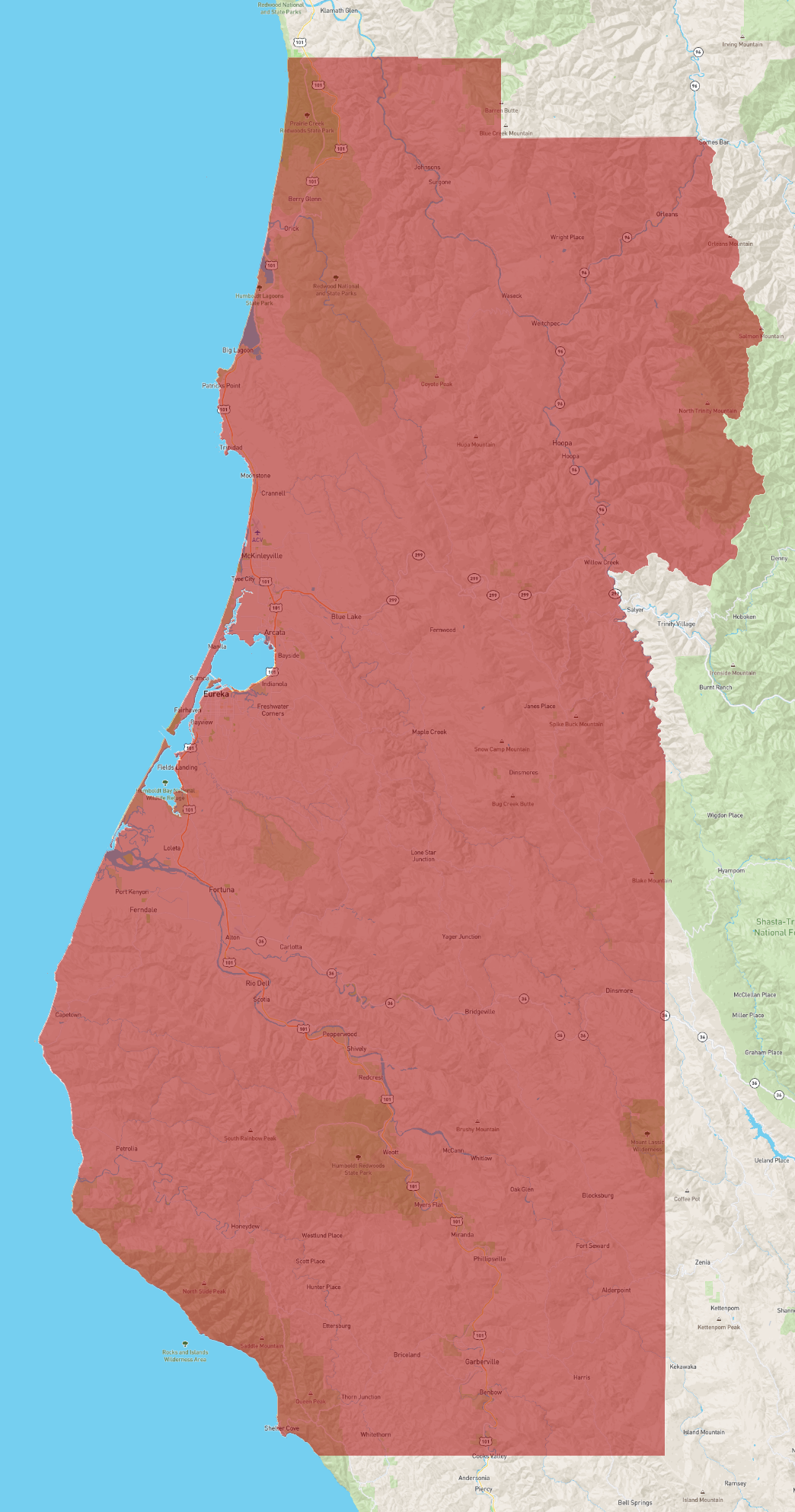 Map Of Humboldt County California