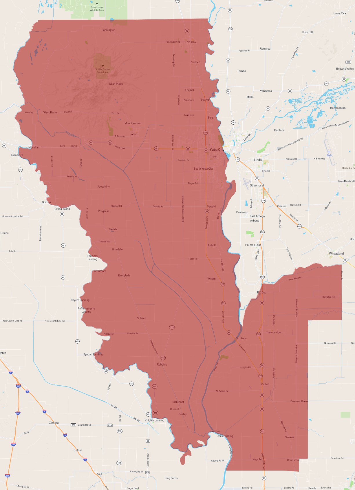 Sutter County Map