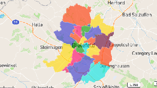 Bielefeld Postleitzahlen Karte - AtlasBig.com