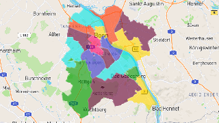 Bonn Postleitzahlen Karte - AtlasBig.com