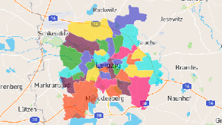 Leipzig Postleitzahlen Karte - AtlasBig.com