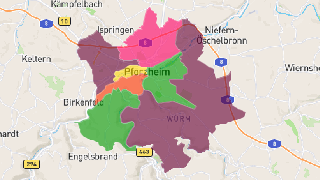Pforzheim Postleitzahlen Karte - AtlasBig.com