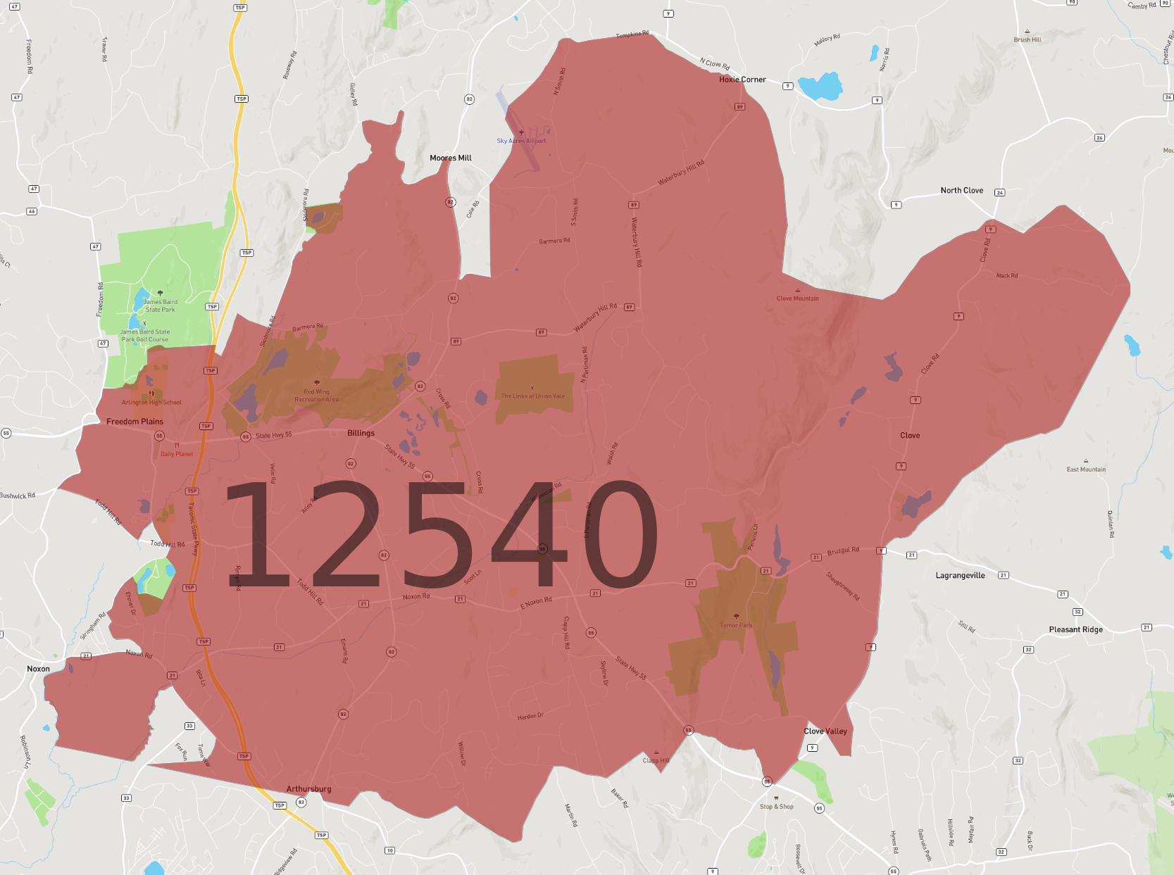 世界地図 Zip Code 12540