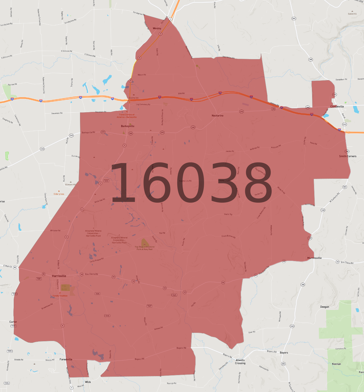 Zip Code 16038