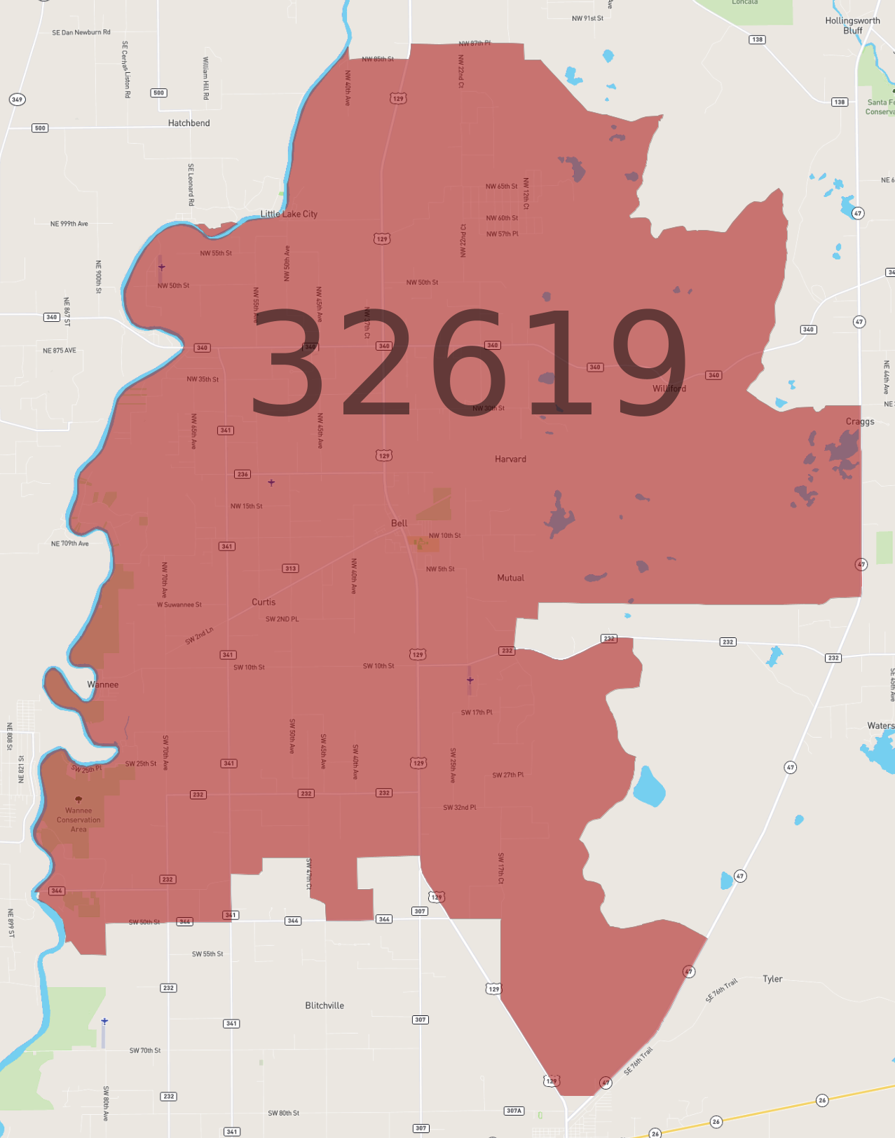 Zip code 32619