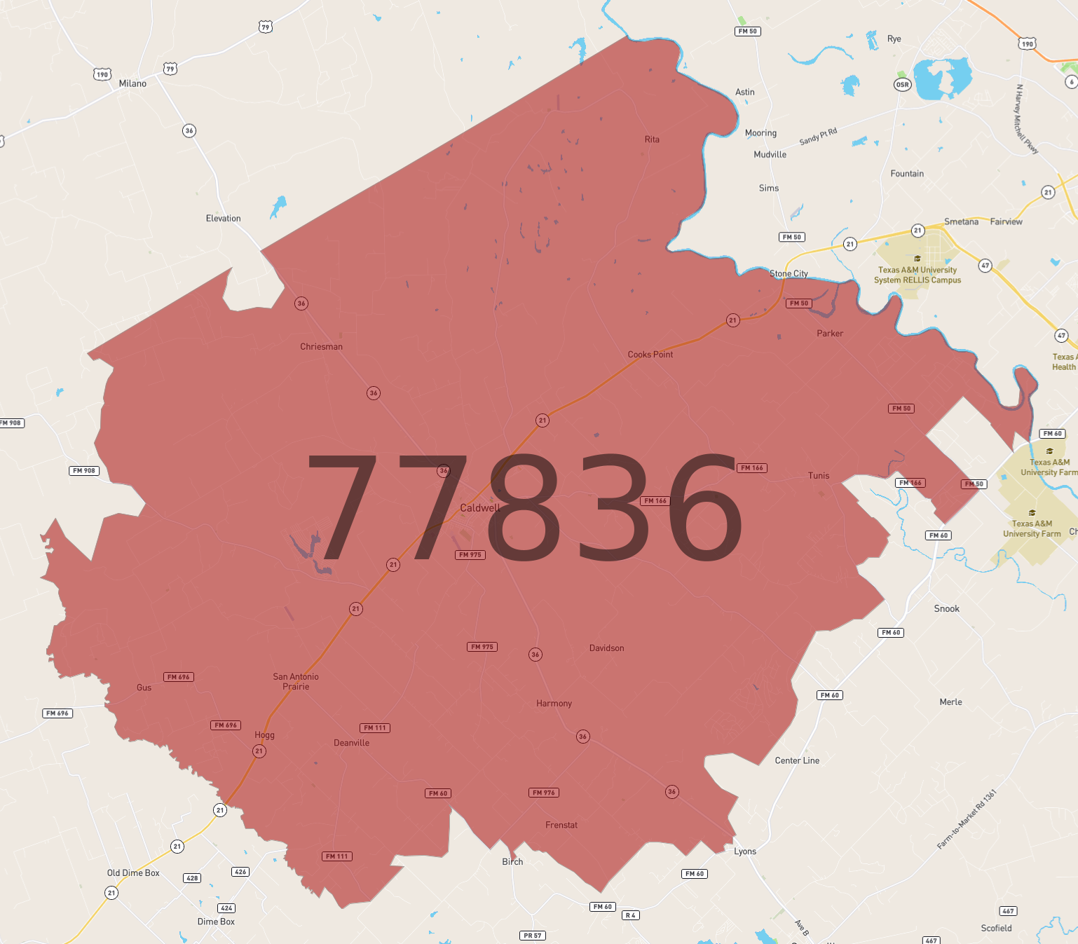 Zip Code 77836