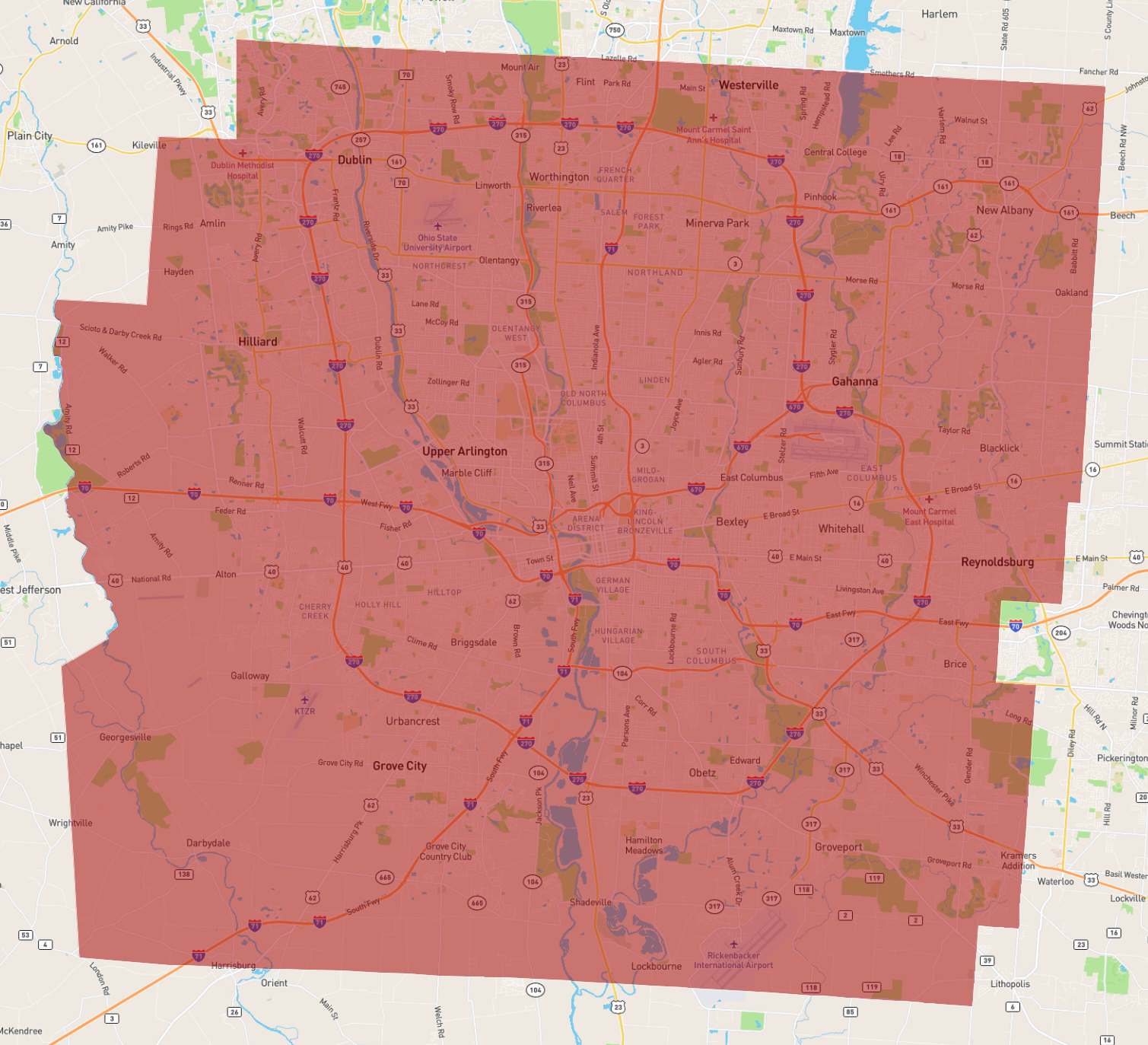 Ohio Franklin County - AtlasBig.com