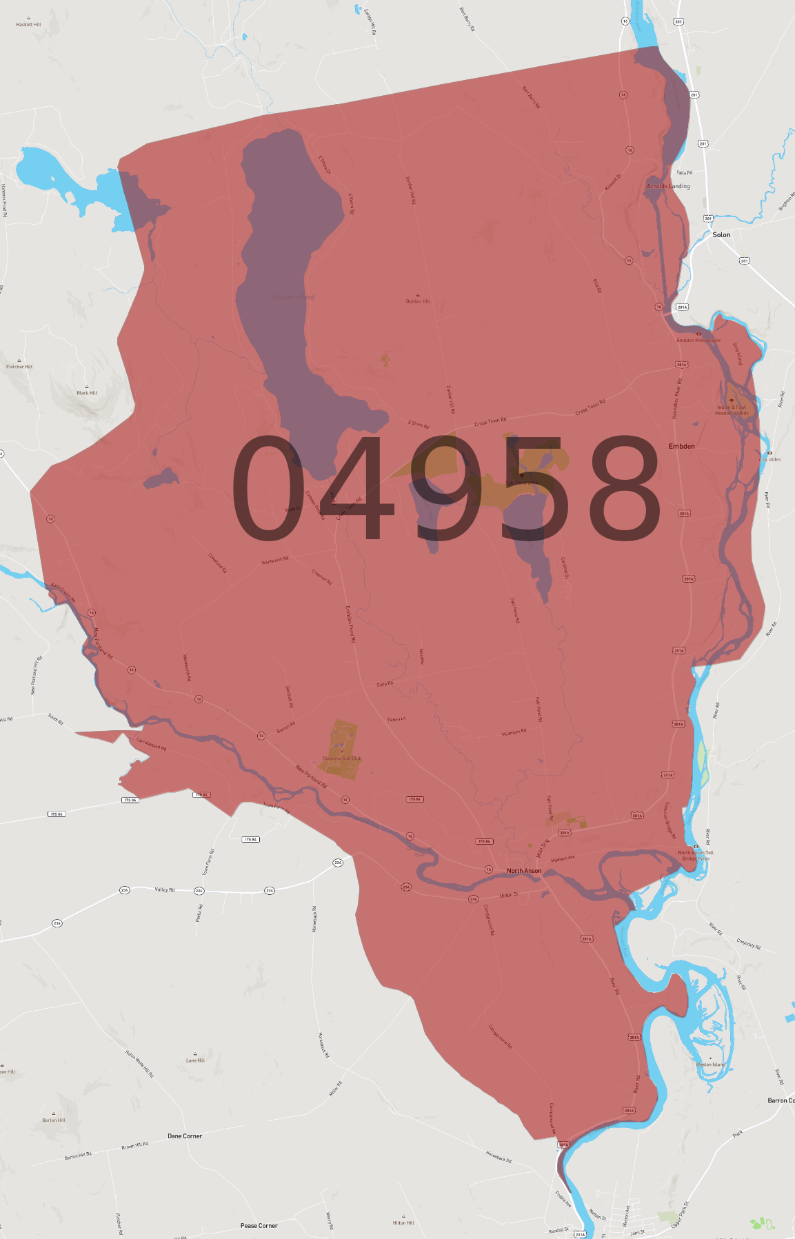 Zip Code 04958 - AtlasBig.com