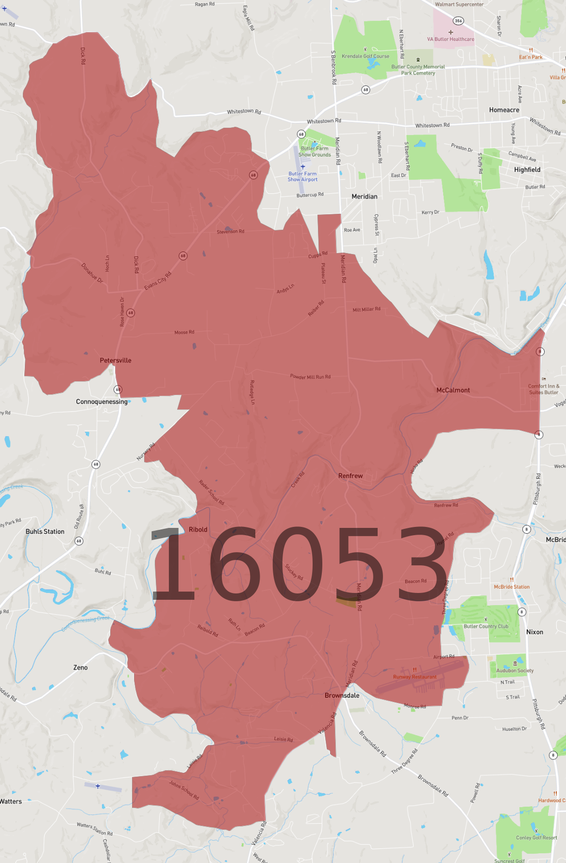 Zip Code 16053 - AtlasBig.com