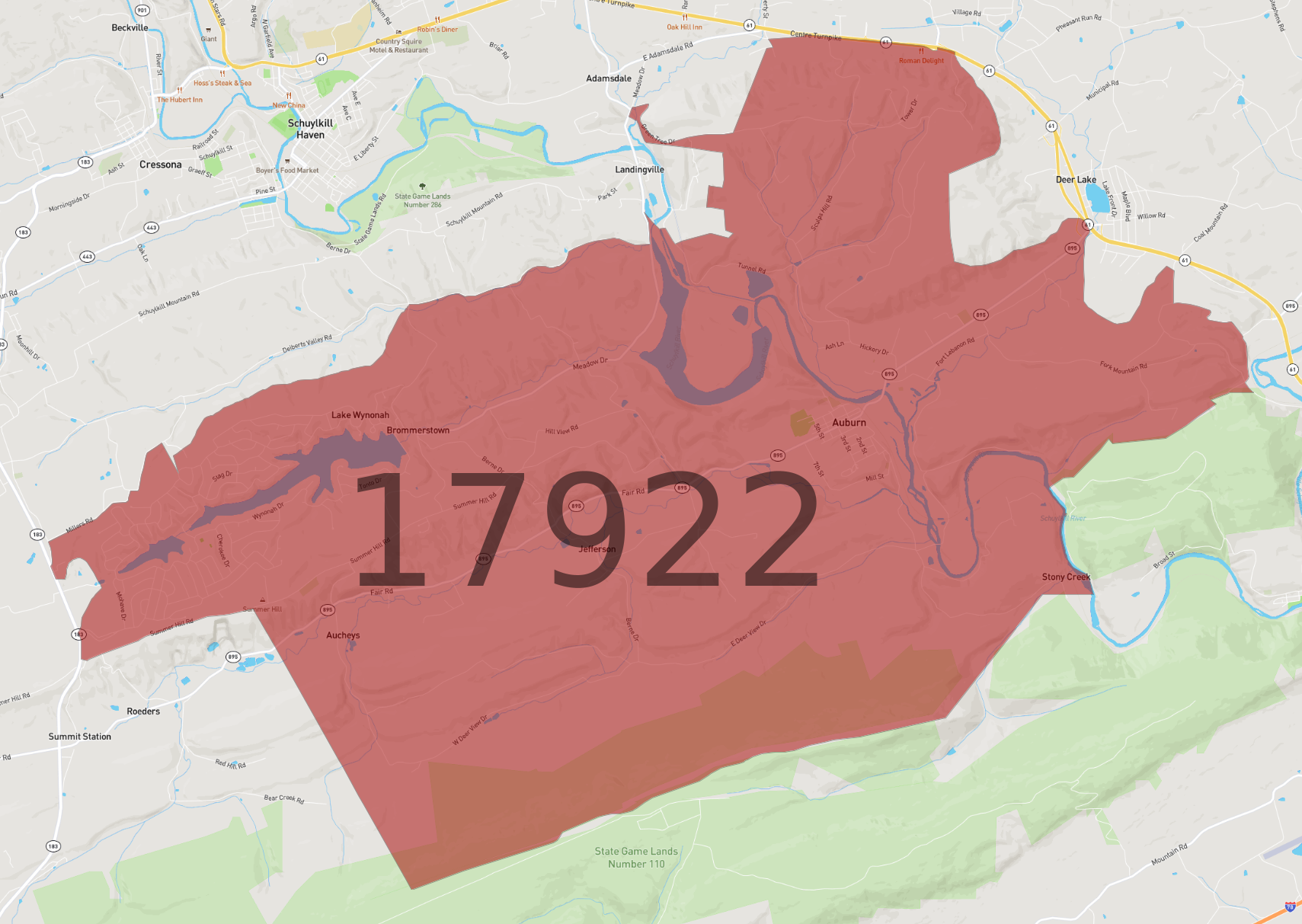 Zip Code 17922 - AtlasBig.com