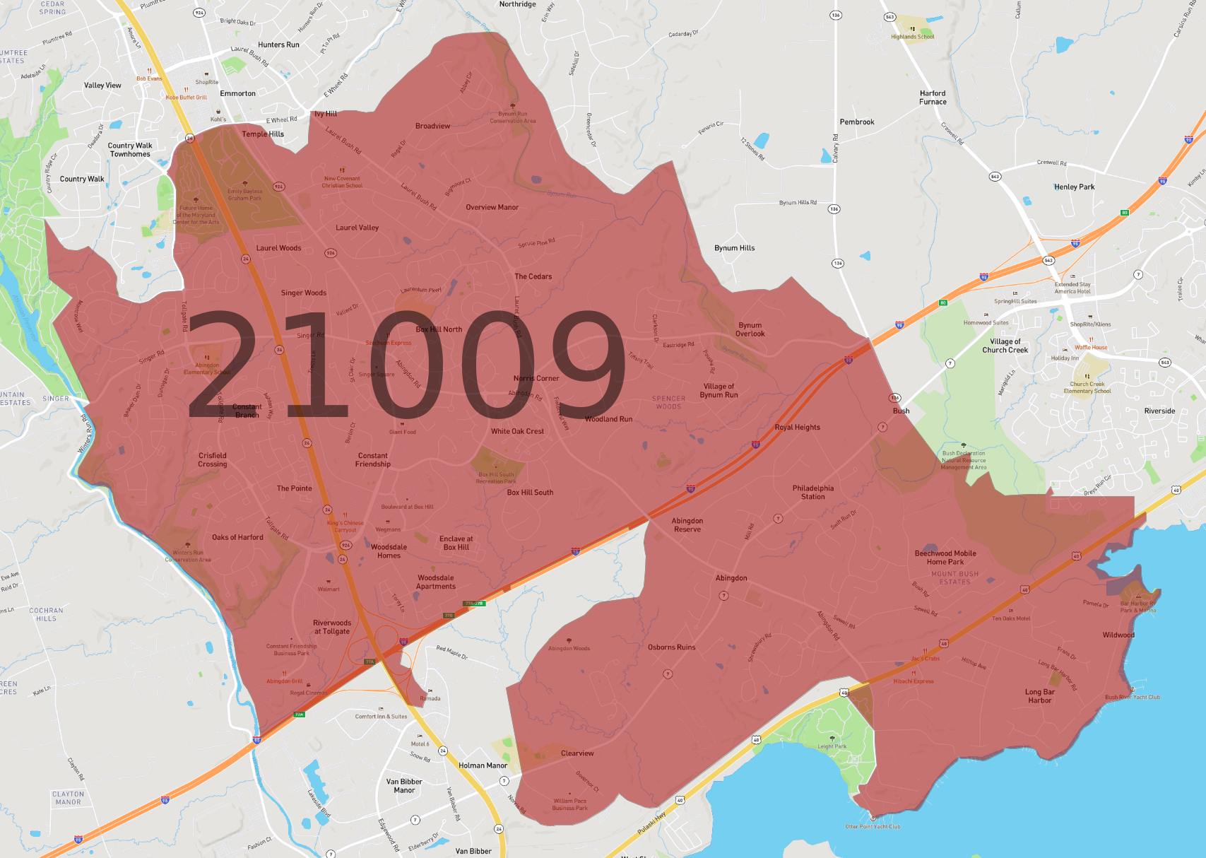 Zip Code 21009 AtlasBig