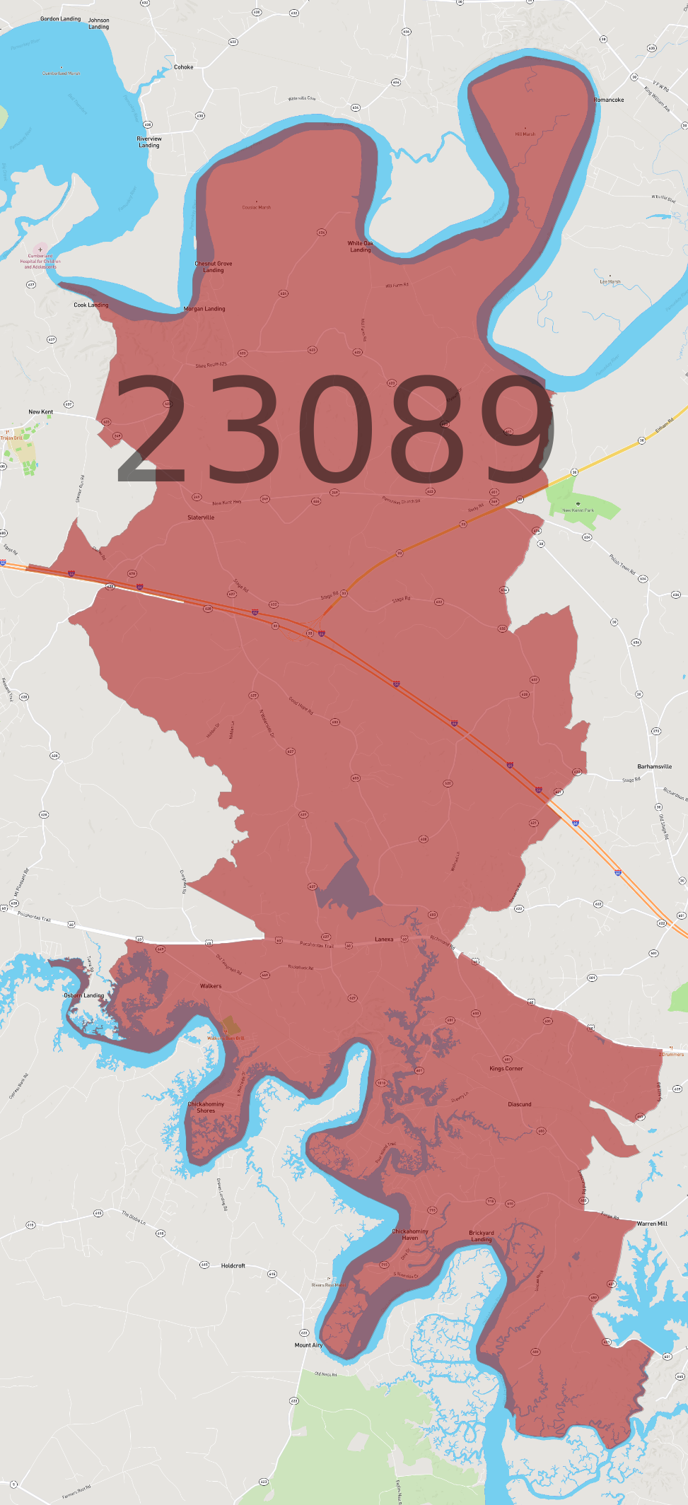 Zip Code 23089 - AtlasBig.com