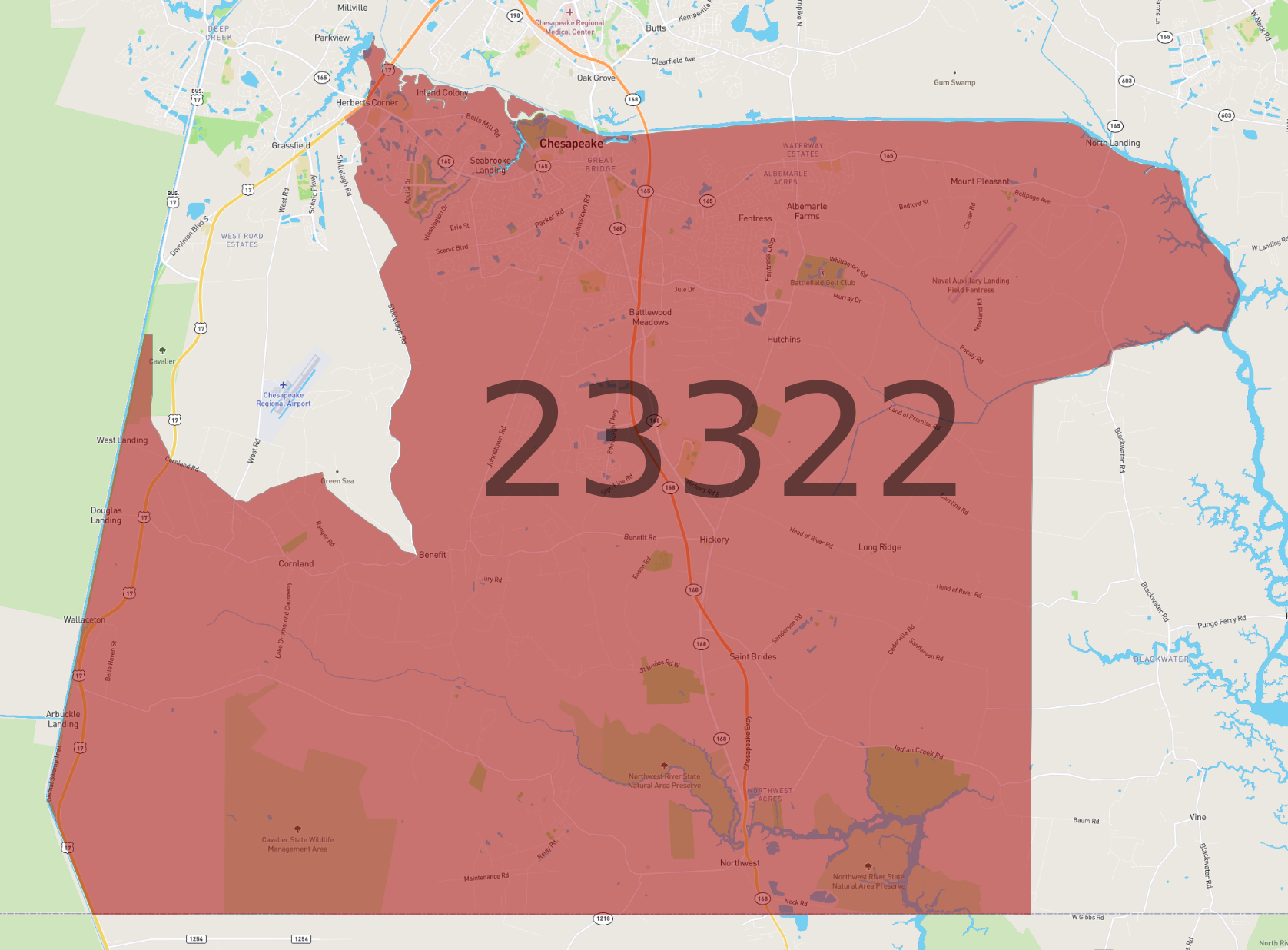 Zip Code 23322 - AtlasBig.com