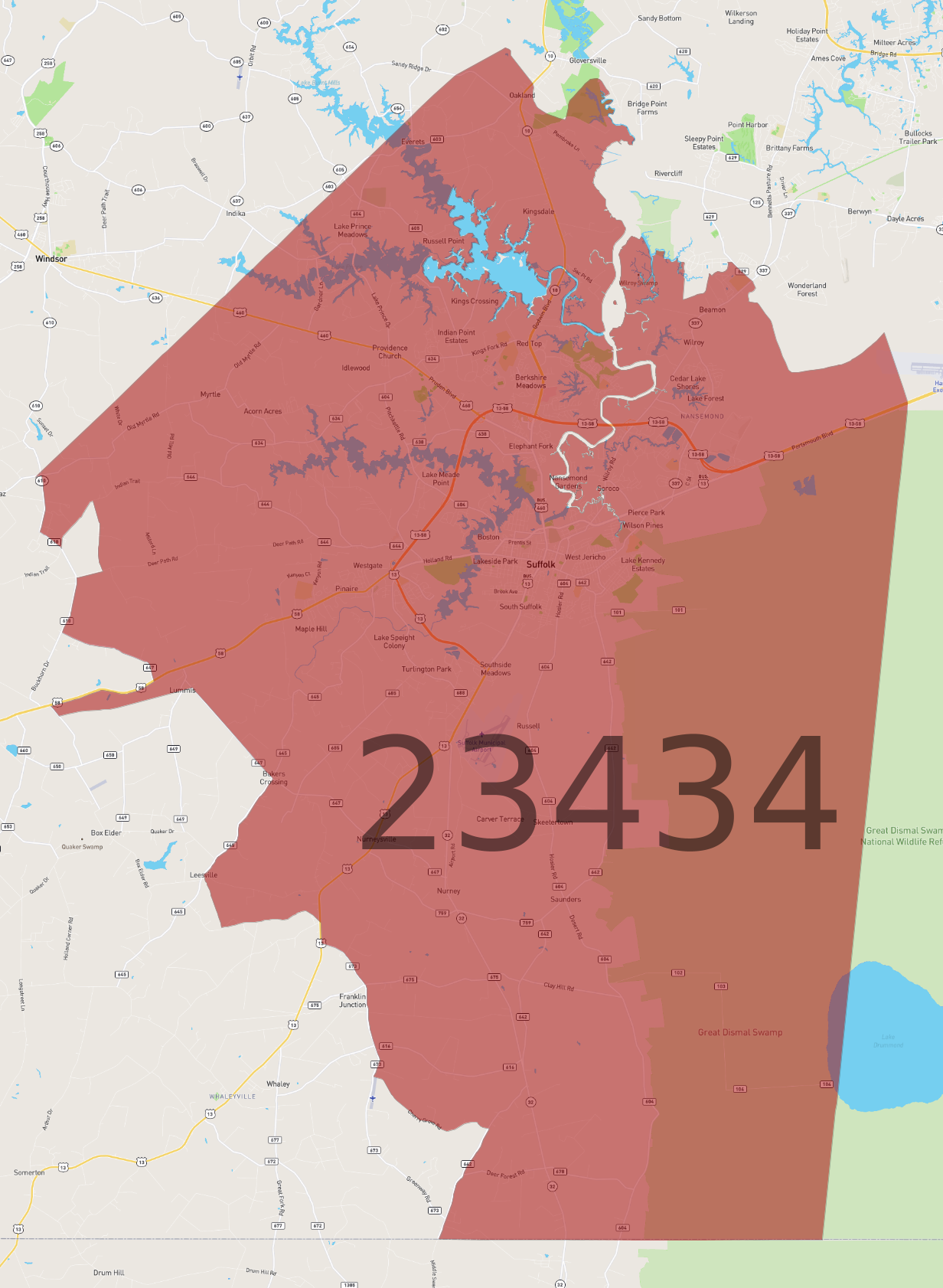 Zip Code 23434 AtlasBig
