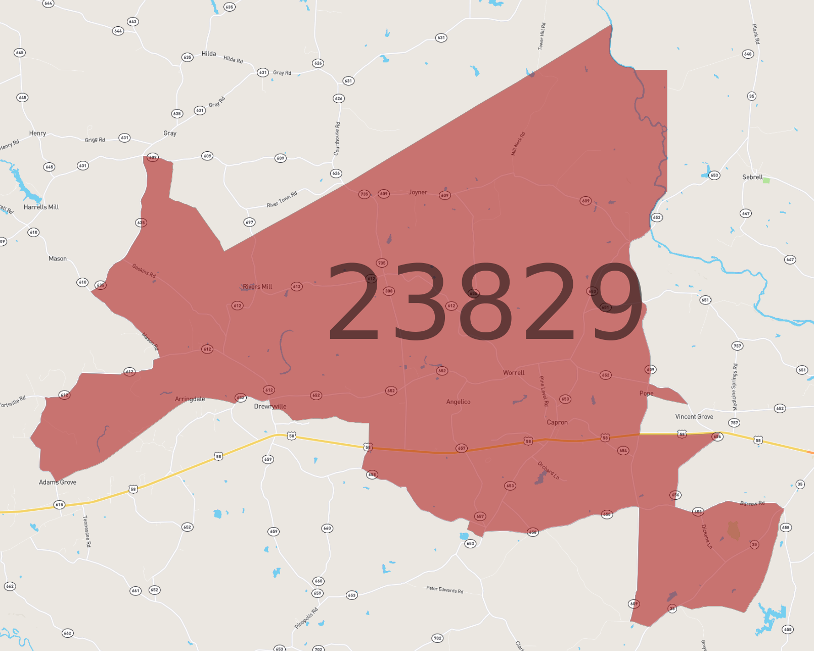 Zip Code 23829 - AtlasBig.com