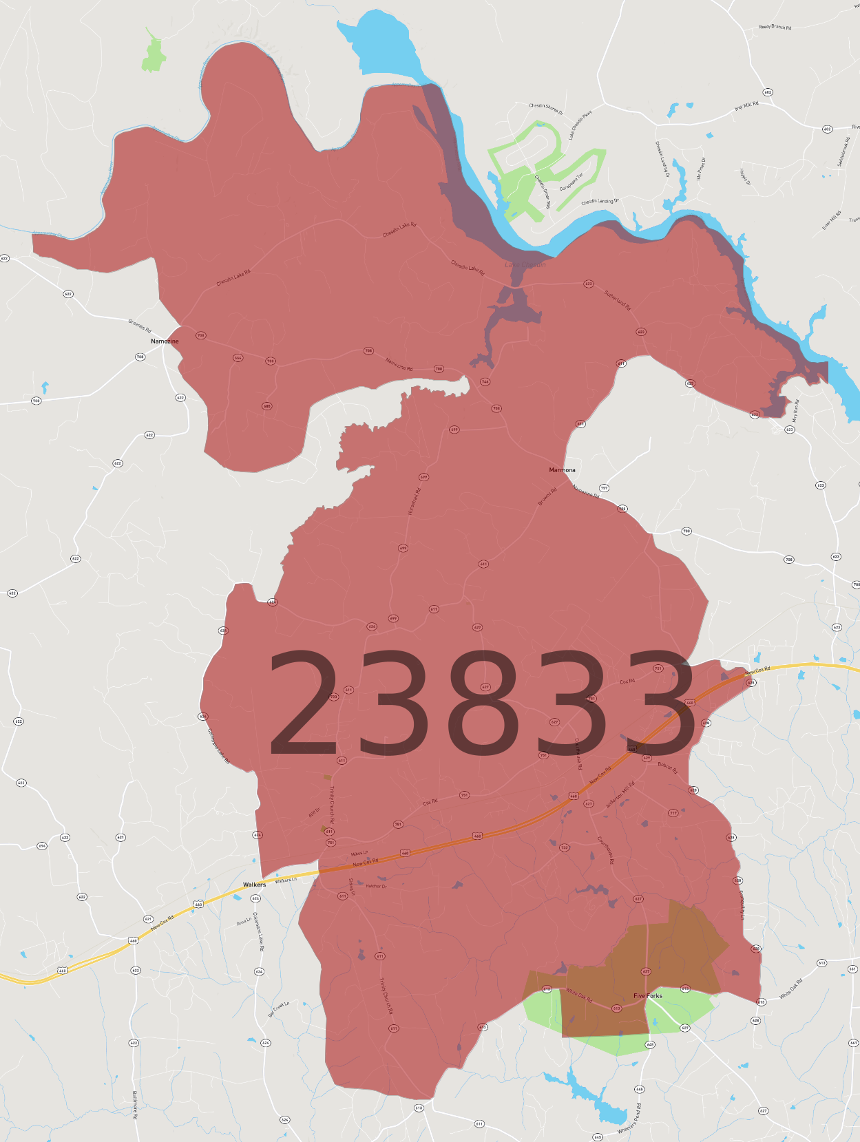 Zip Code 23833