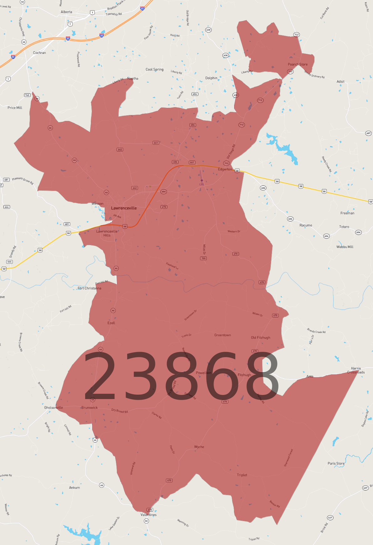 Zip code 23868 atlasbig