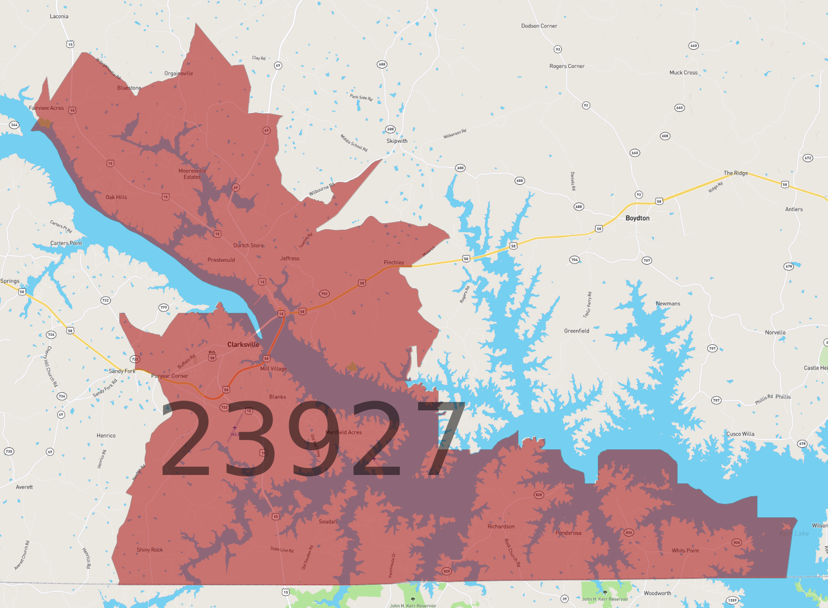 Zip Code 23927 - AtlasBig.com