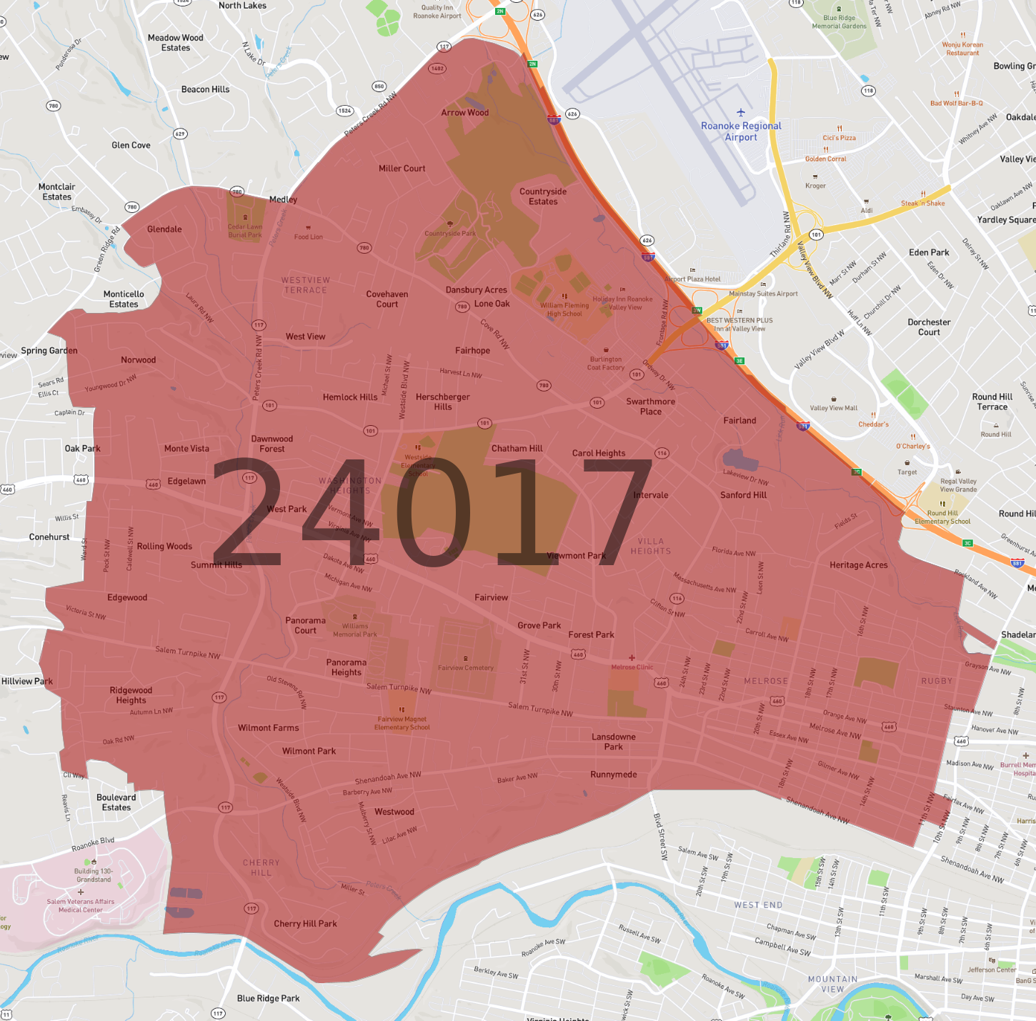 Zip Code 24017 - AtlasBig.com