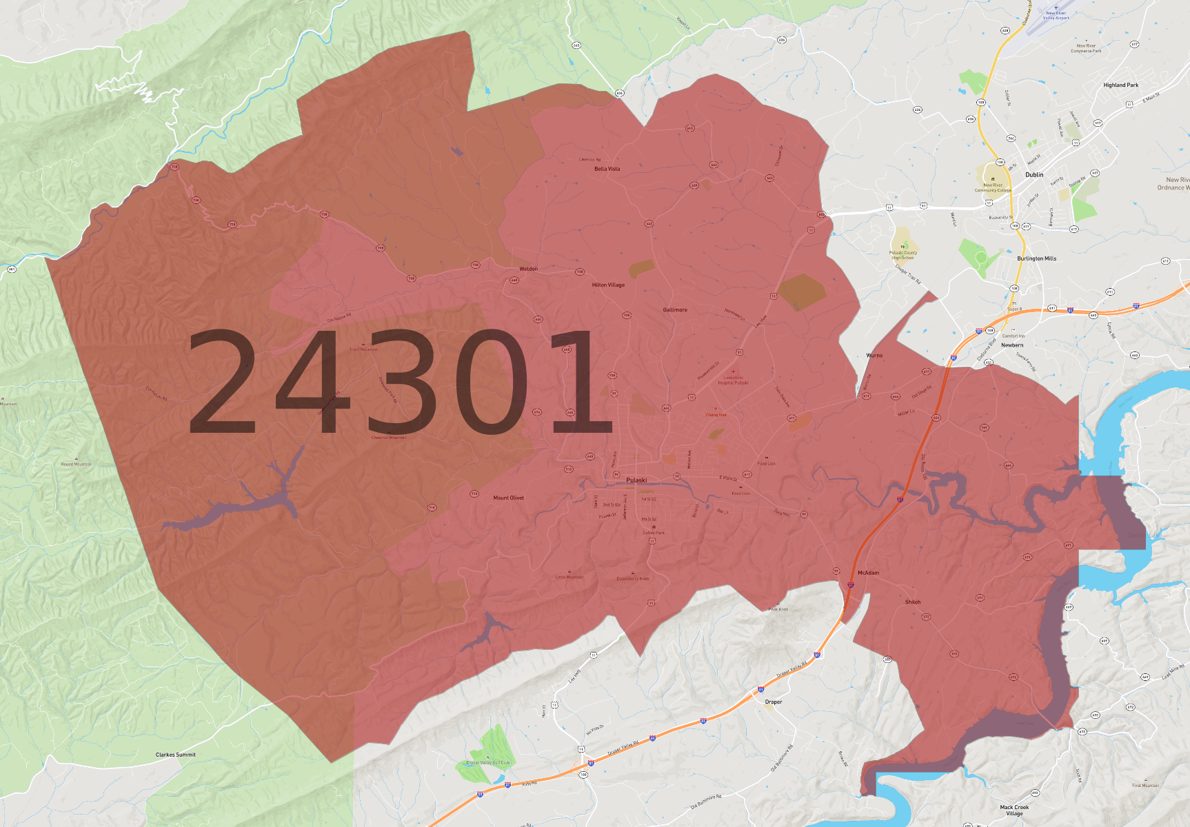 Zip Code 24301 - AtlasBig.com