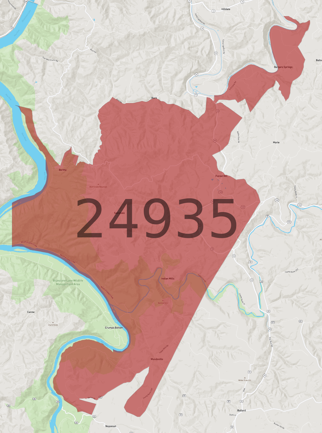Zip Code 24935 - AtlasBig.com