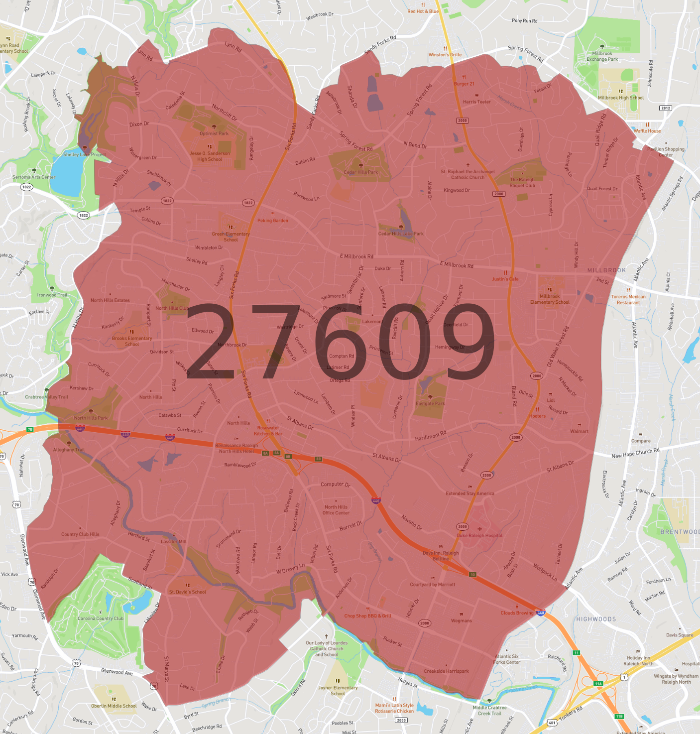 Zip Code 27609 - AtlasBig.com
