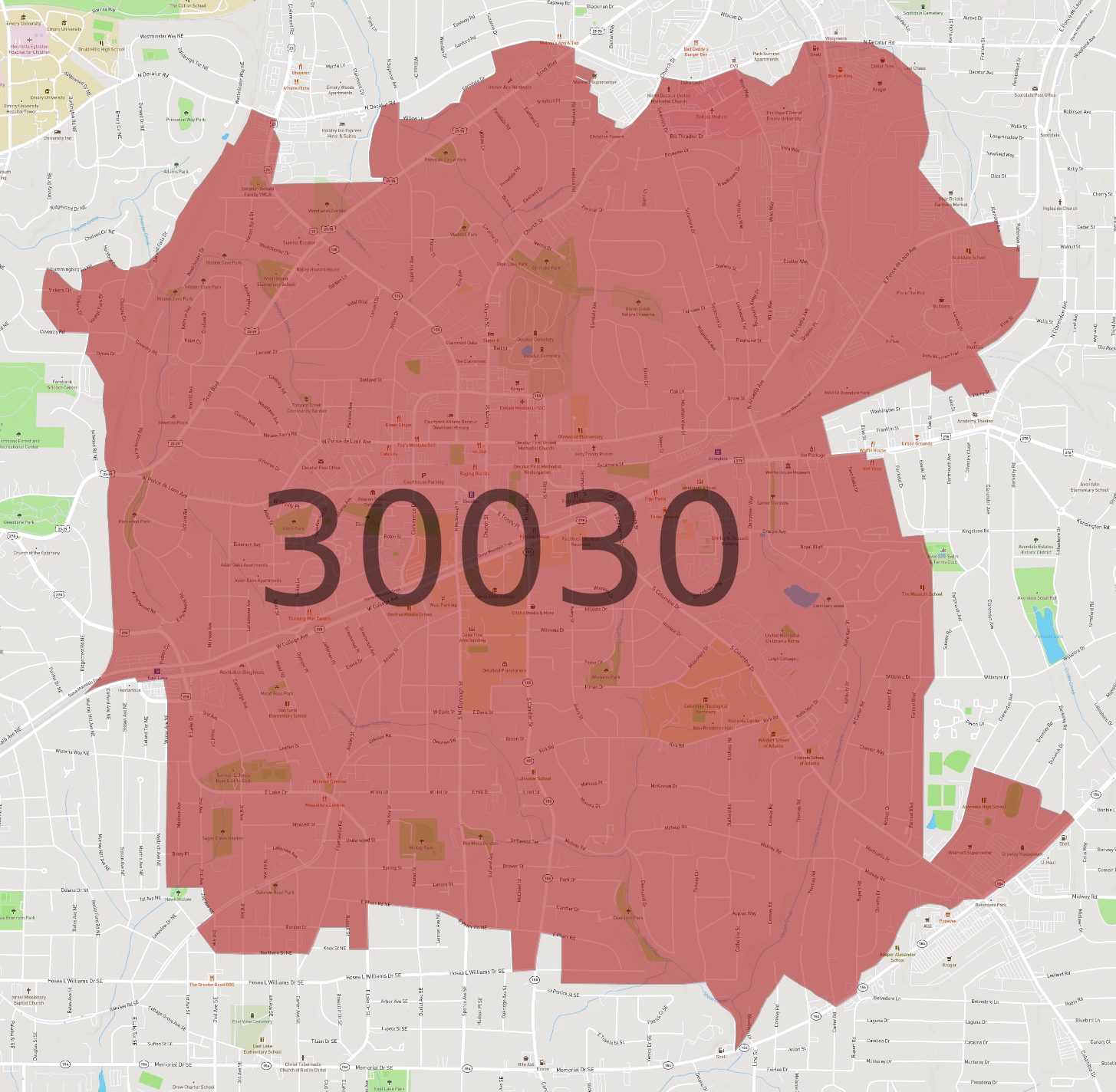 Zip Code 30030 AtlasBig