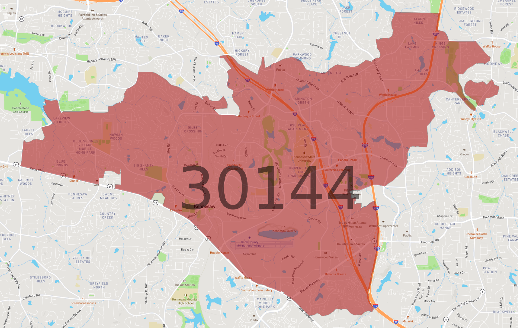 Zip Code 30144 AtlasBig