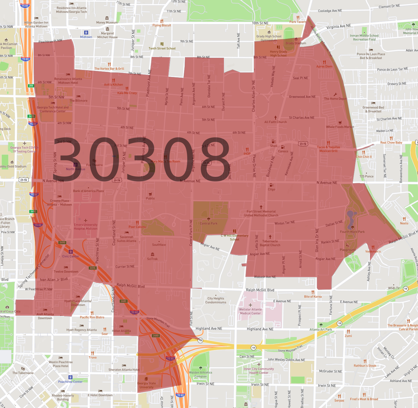 Zip Code 30308 AtlasBig