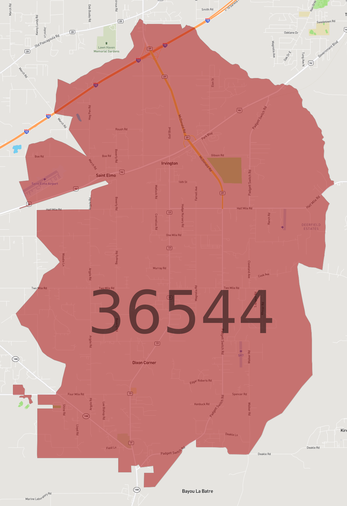 Zip Code 36544