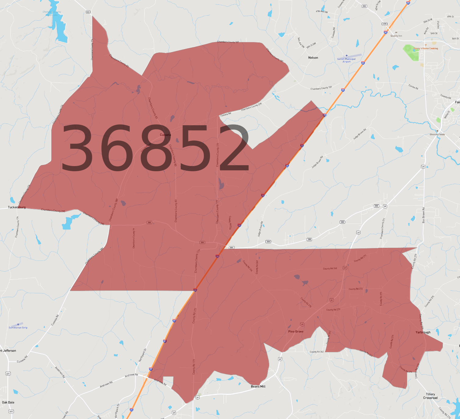 Zip Code 36852 - AtlasBig.com