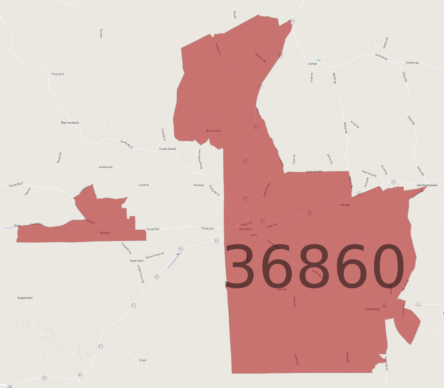 Zip Code 36860 - AtlasBig.com