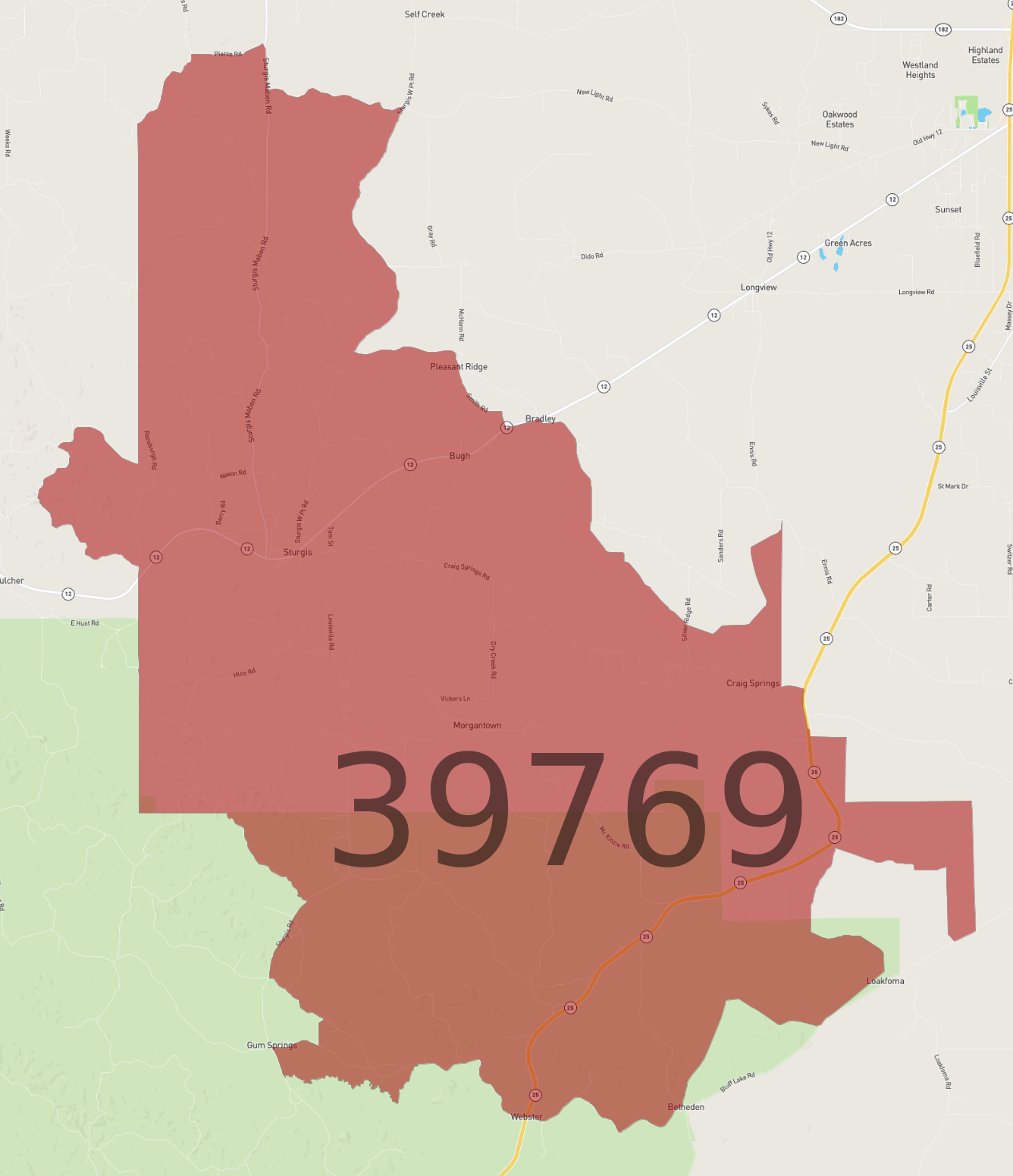 Zip Code 39769 - AtlasBig.com