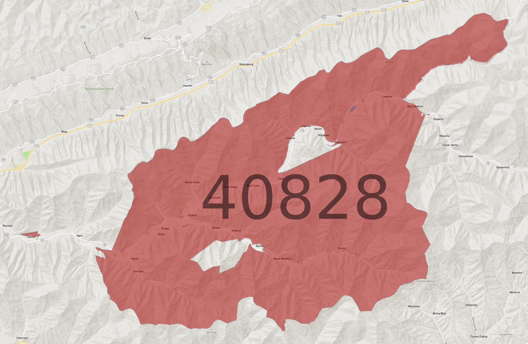 Zip Code 40828 - AtlasBig.com