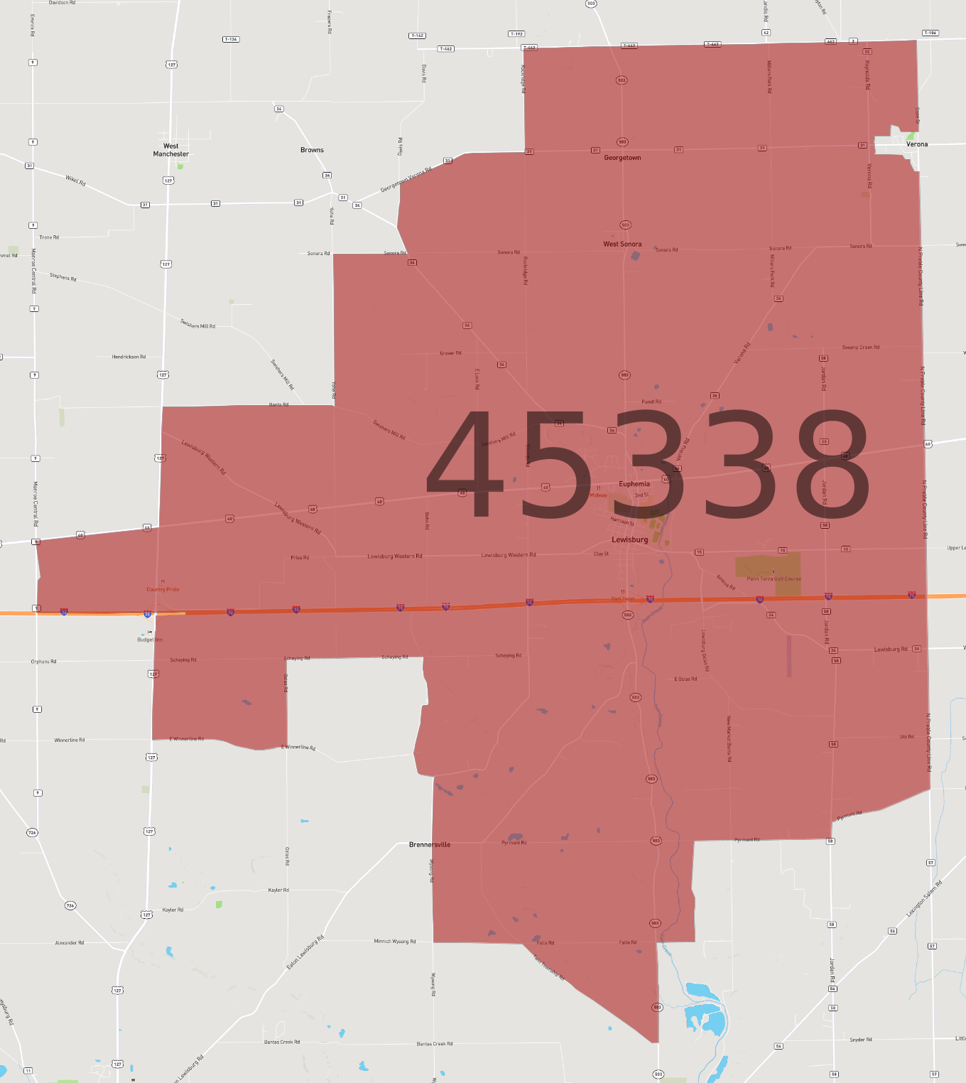 Zip Code 45338 - AtlasBig.com