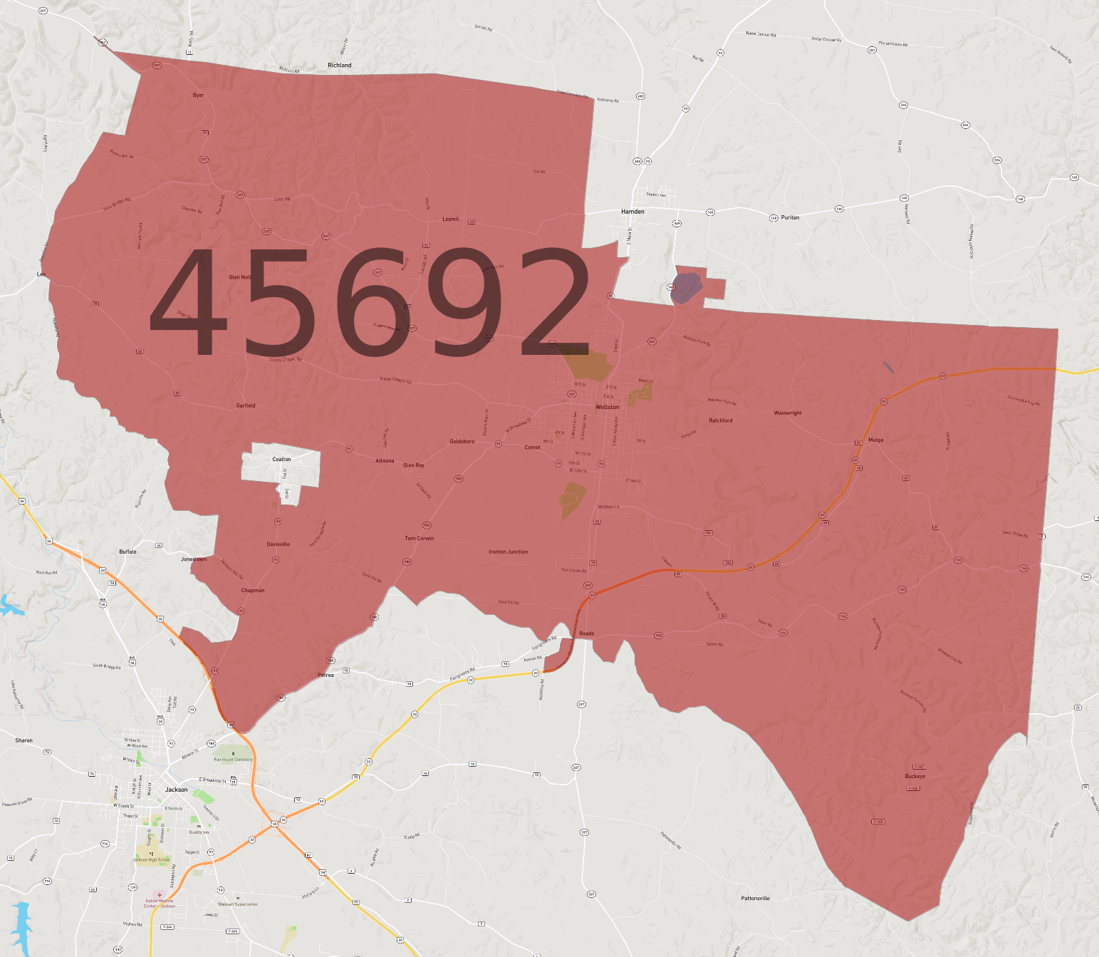 Zip Code 45692 - AtlasBig.com