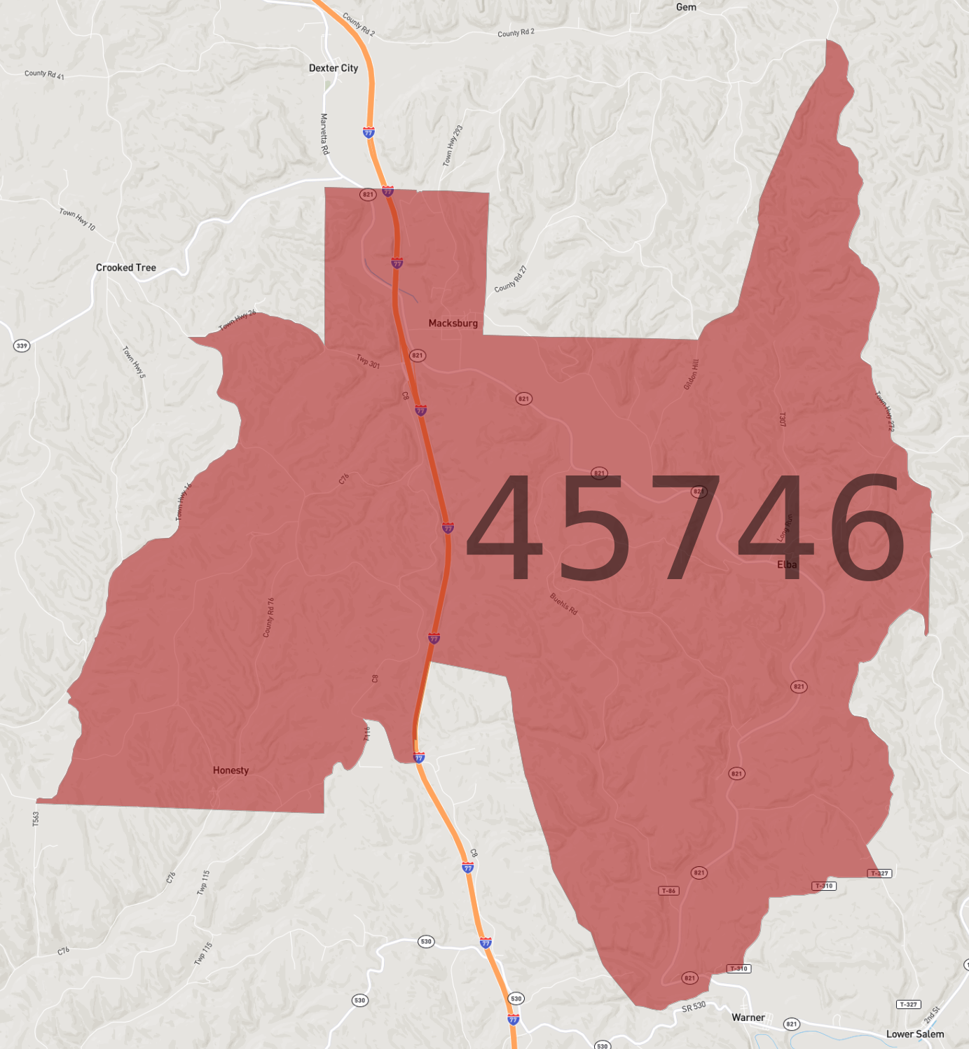 Zip Code 45746 - AtlasBig.com