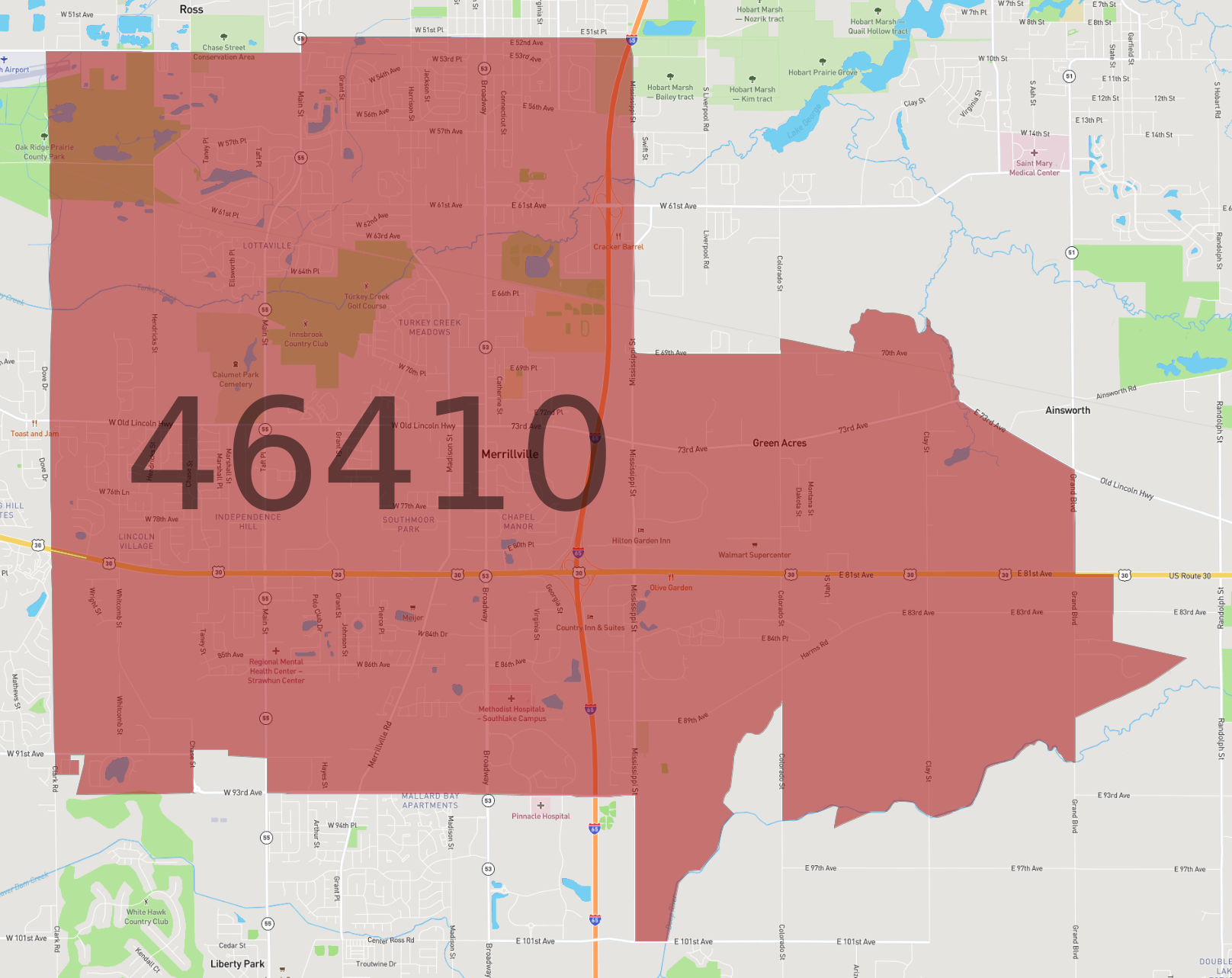 Zip Code 46410 AtlasBig