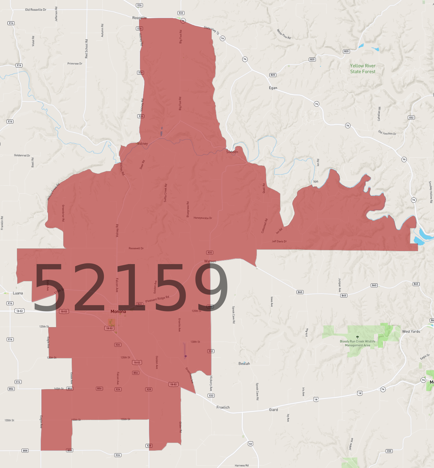 Zip Code 52159 - AtlasBig.com