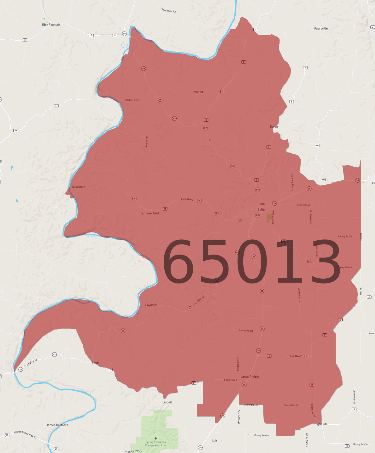 Zip Code 65013