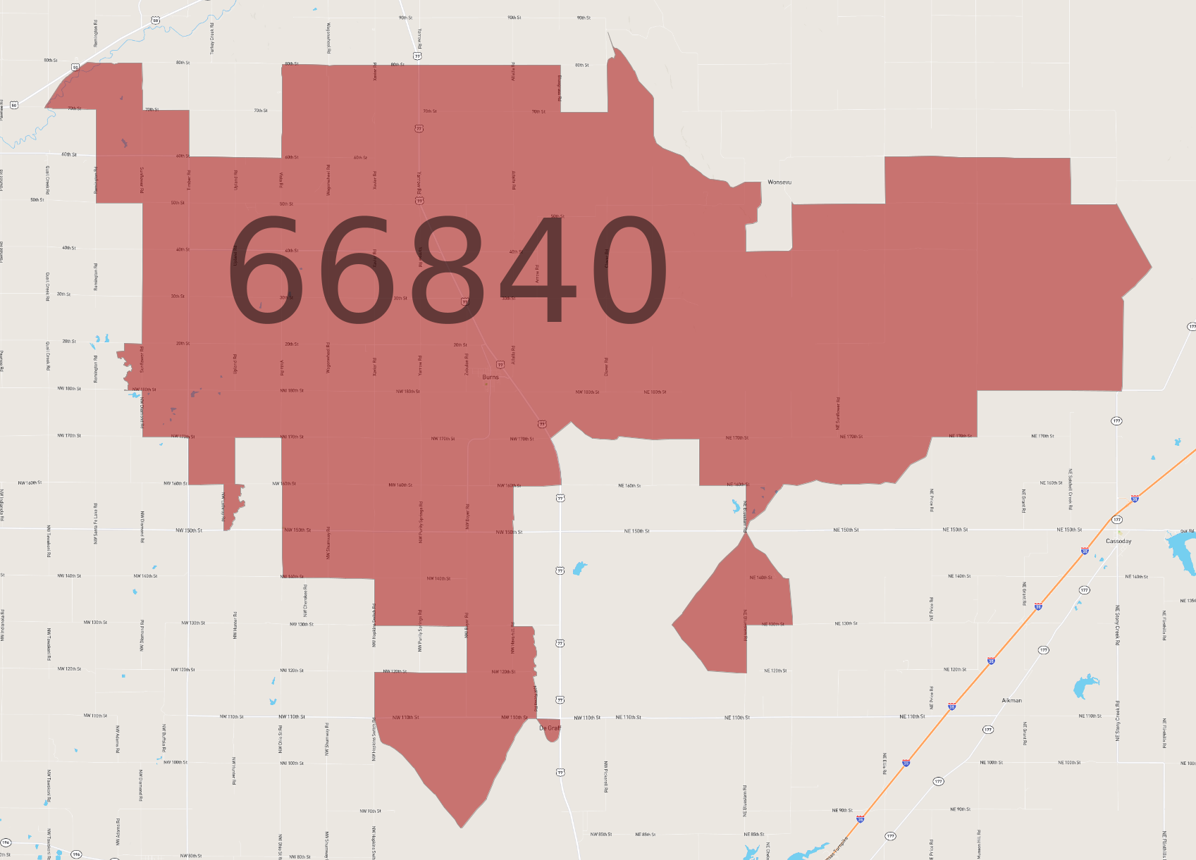 Zip Code 66840 - AtlasBig.com