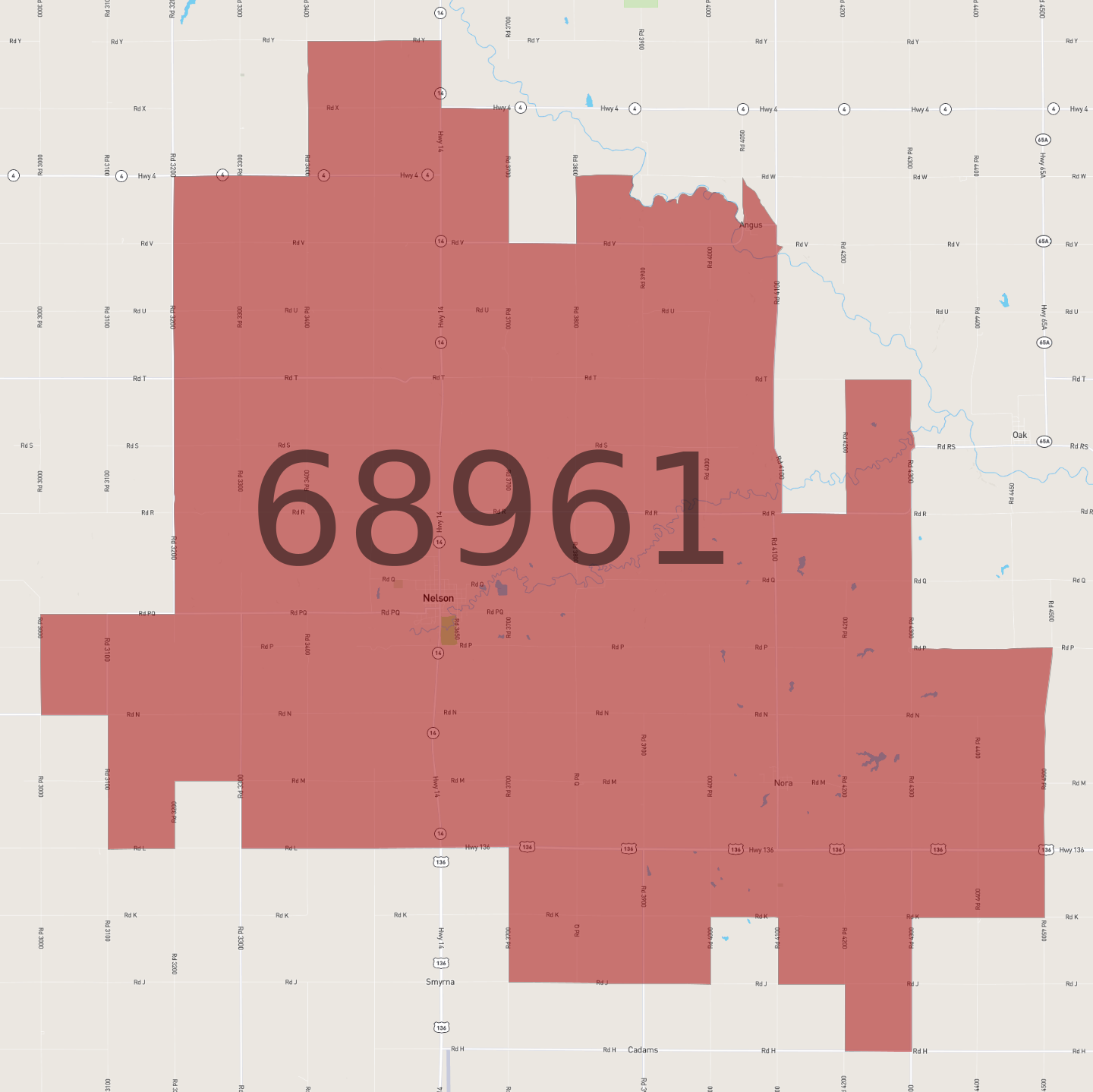 Zip Code 68961 - AtlasBig.com